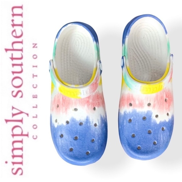 NWT Simply Southern Unisex Tie Dye Clogs In Dusk Women’s 9/ Mens 7 - Picture 1 of 5